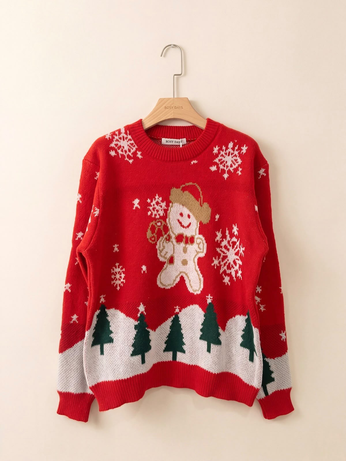 Women's Christmas Gingerbread Man Knit Sweater – Festive Winter Jumper