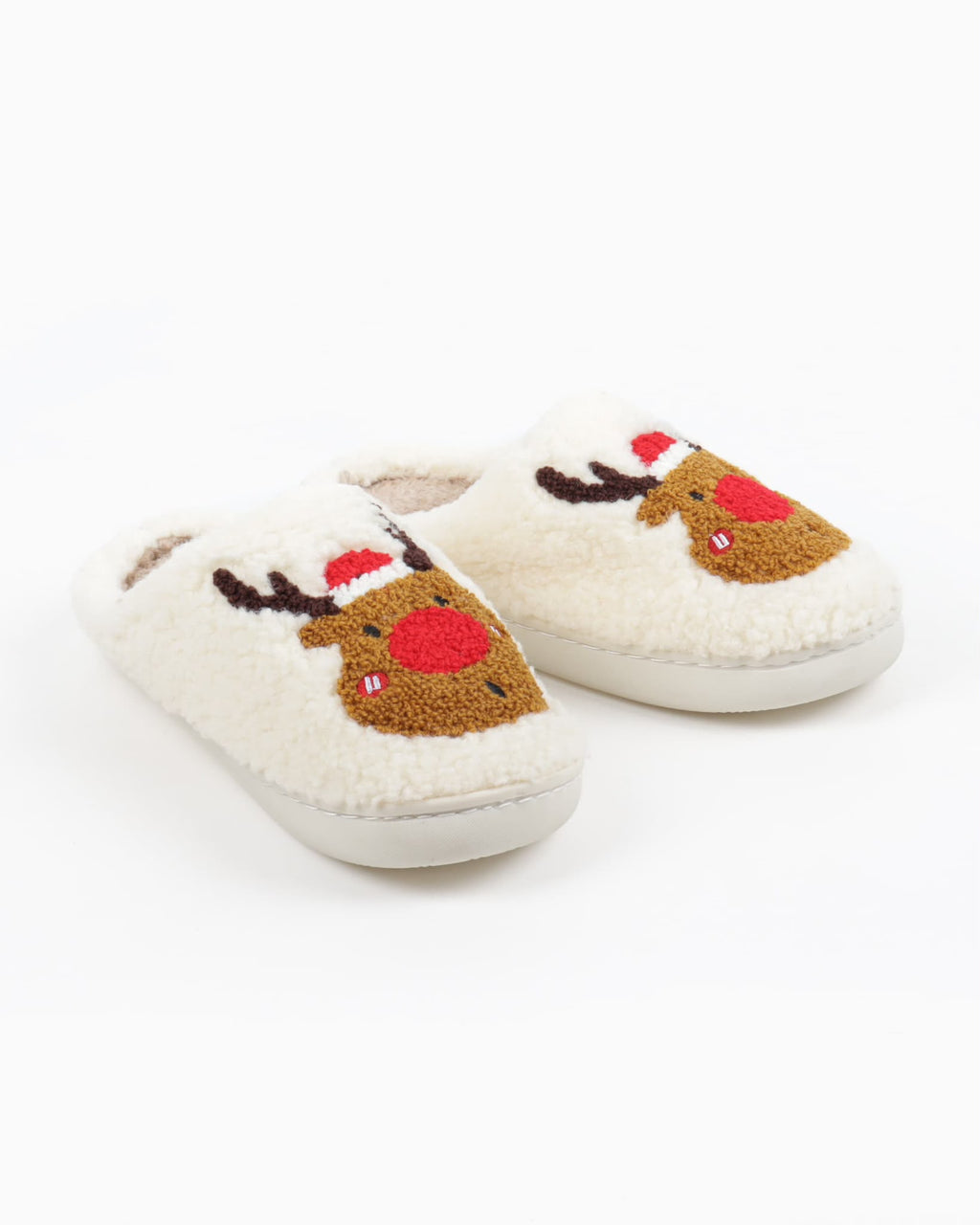 Women's Christmas Reindeer Plush Slippers – Soft Cozy Indoor House Shoes