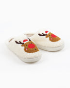 Women's Christmas Reindeer Plush Slippers – Soft Cozy Indoor House Shoes