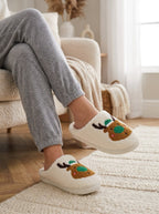 Women's Christmas Reindeer Plush Slippers – Soft Cozy Indoor House Shoes