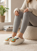 Women's Christmas Reindeer Plush Slippers – Soft Cozy Indoor House Shoes