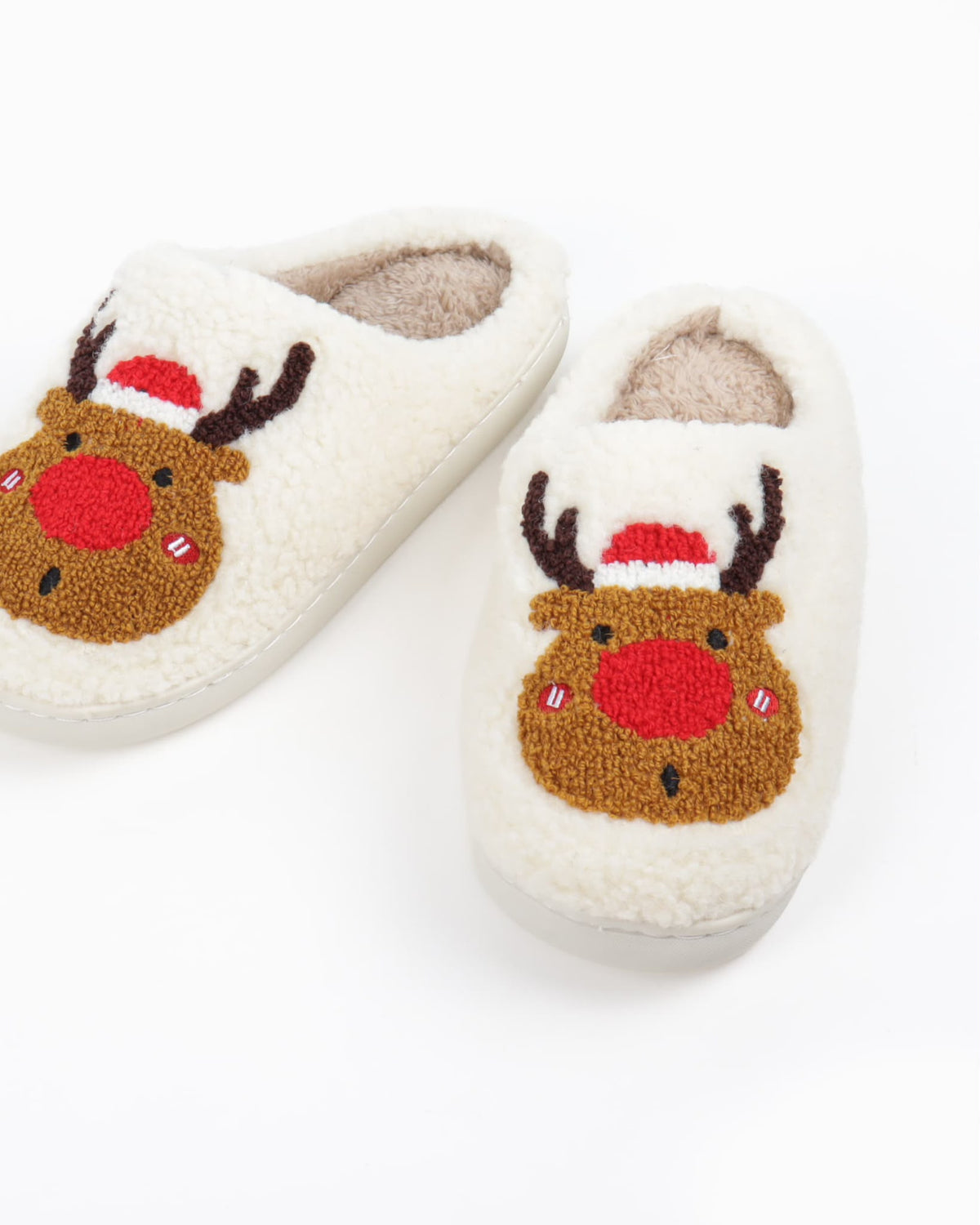 Women's Christmas Reindeer Plush Slippers – Soft Cozy Indoor House Shoes