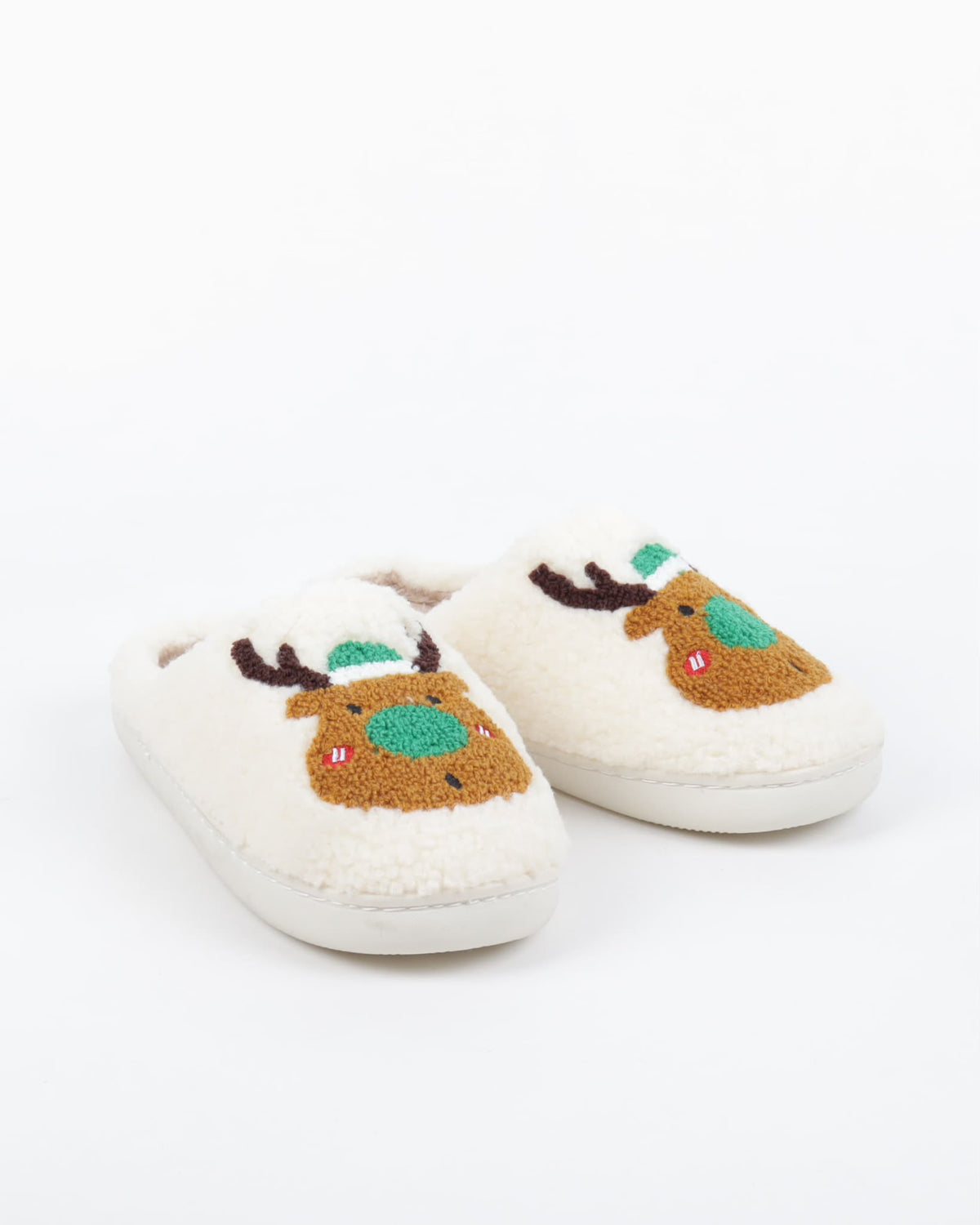 Women's Christmas Reindeer Plush Slippers – Soft Cozy Indoor House Shoes